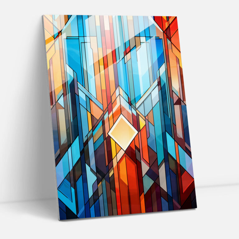 Contemporary Mayan Geometric Glass Print - Mayan, Visually Striking, Mayan Geometric Art, Modern Color Palette