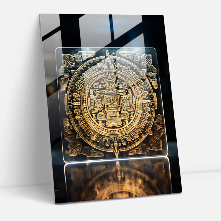 Mayan Glass Print: Intricate Calendar Design - Mayan, Mayan, Glass Art, Mayan Calendar