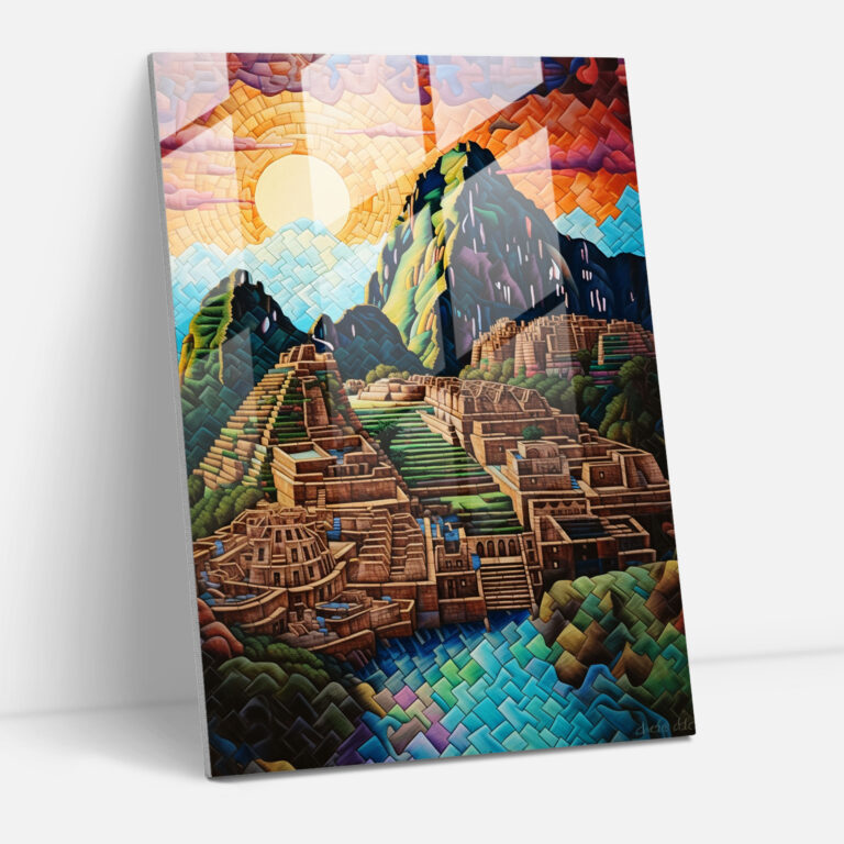 Inca Civilization Mosaic Glass Wall Art - Mayan, Glass Wall Art, Glass Print, Wall Decoration