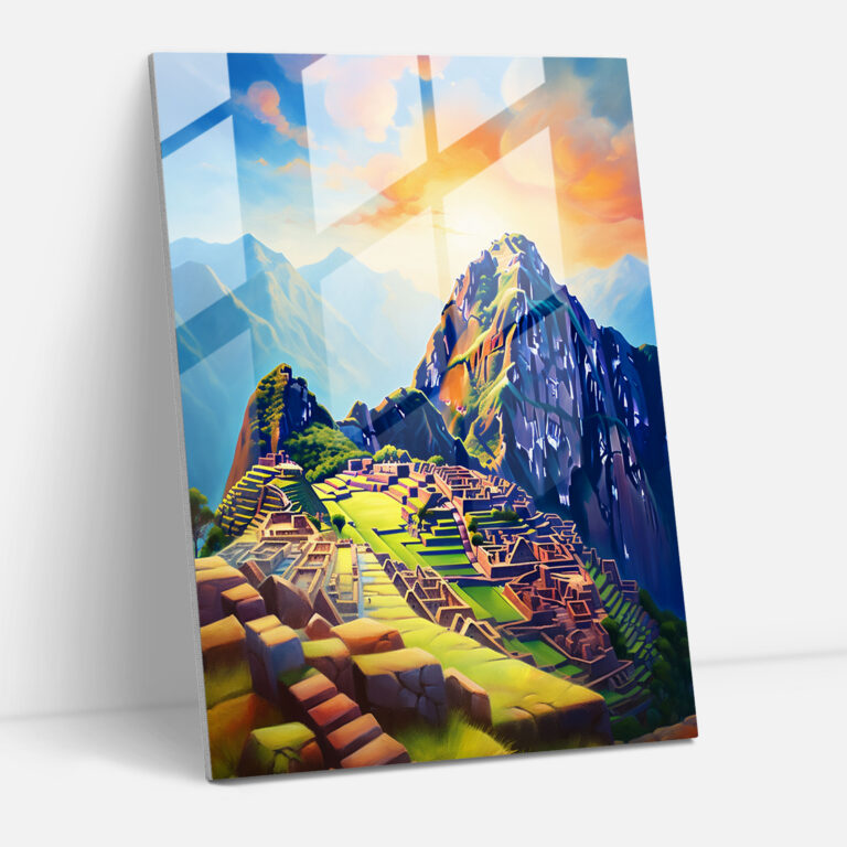 Inca Civilization Landscape Glass Print - Mayan, Modern Art, Glass Art, Inca Civilization