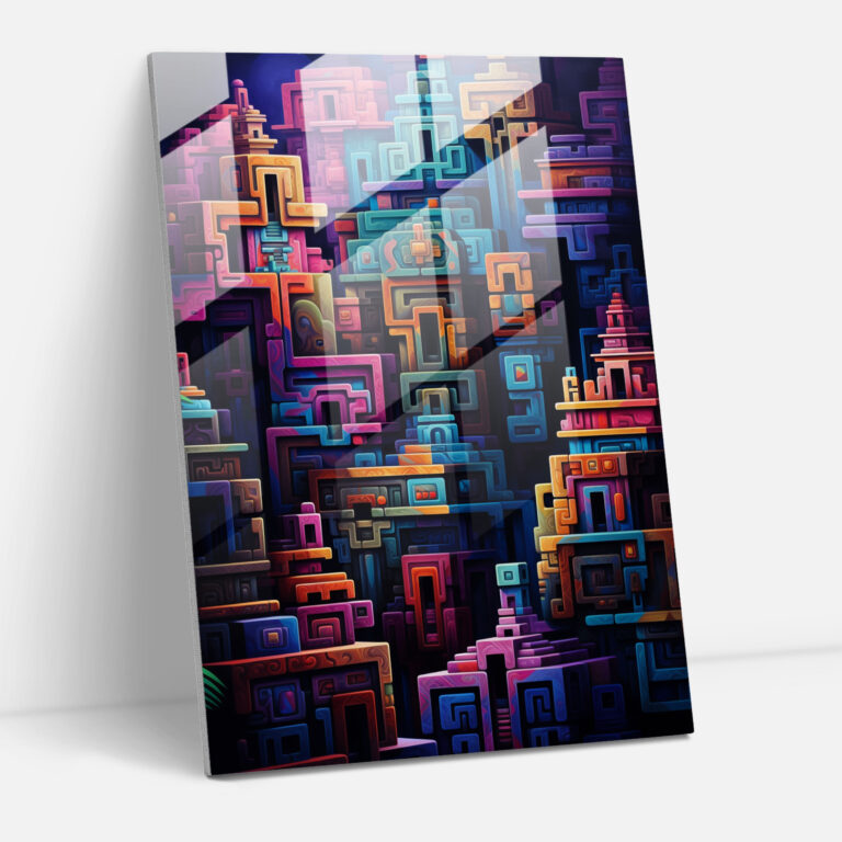 Inca Civilization Geometric Glass Print - Mayan, Home Decoration, Wall Decoration, Glass Print