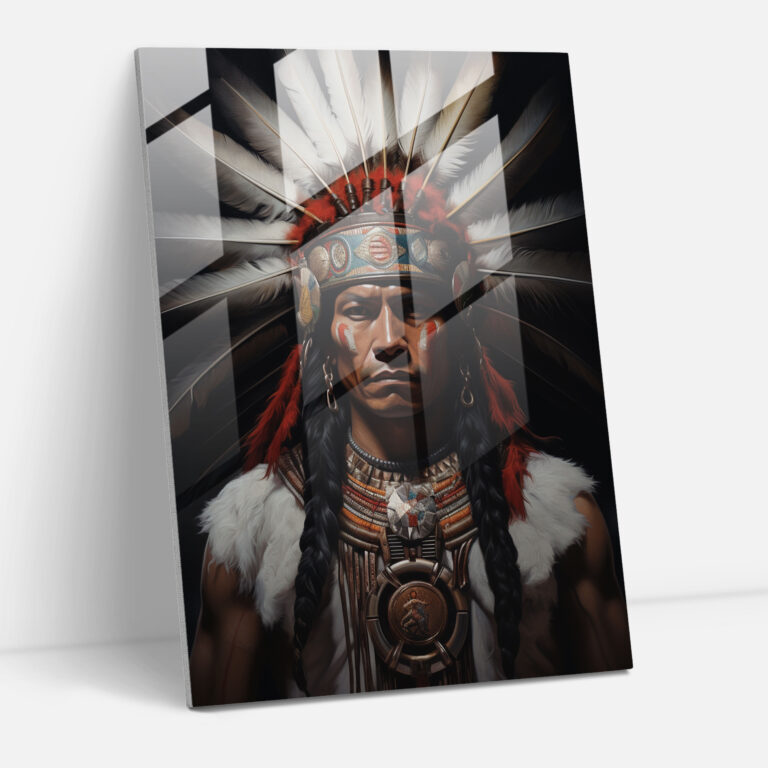Inca Civilization Portrait Glass Print - Mayan, Home Decoration, Modern Art, Inca Civilization