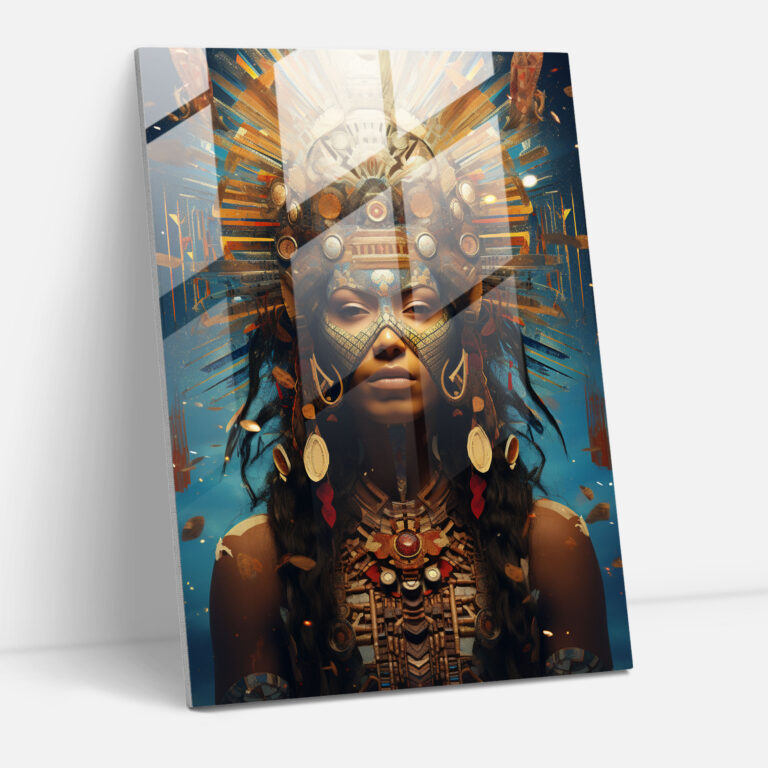 Inca Civilization Futuristic Glass Print - Mayan, Modern Art, Glass Wall Art, Glass Art