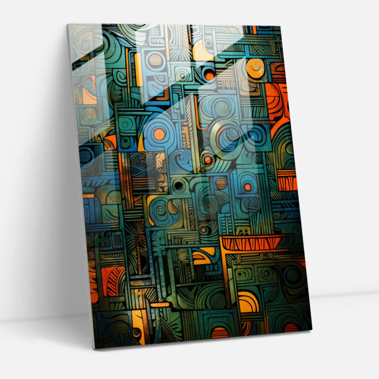 Inca Civilization Glass Print - Abstract Inca Textile Inspired Wall Decoration - Mayan, Modern Art, Inca Civilization, Abstract Design