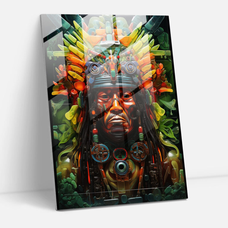 Inca Civilization Glass Wall Art - Mystical Inca Shaman Home Decoration - Mayan, Modern Art, Glass Wall Art, Glass Art