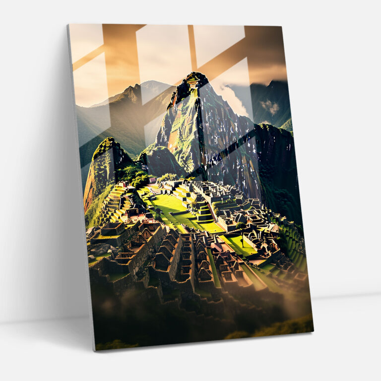 Inca Civilization Glass Print - Minimalist Machu Picchu Wall Decoration - Mayan, Minimalist Design, Inca Civilization, Home Decoration