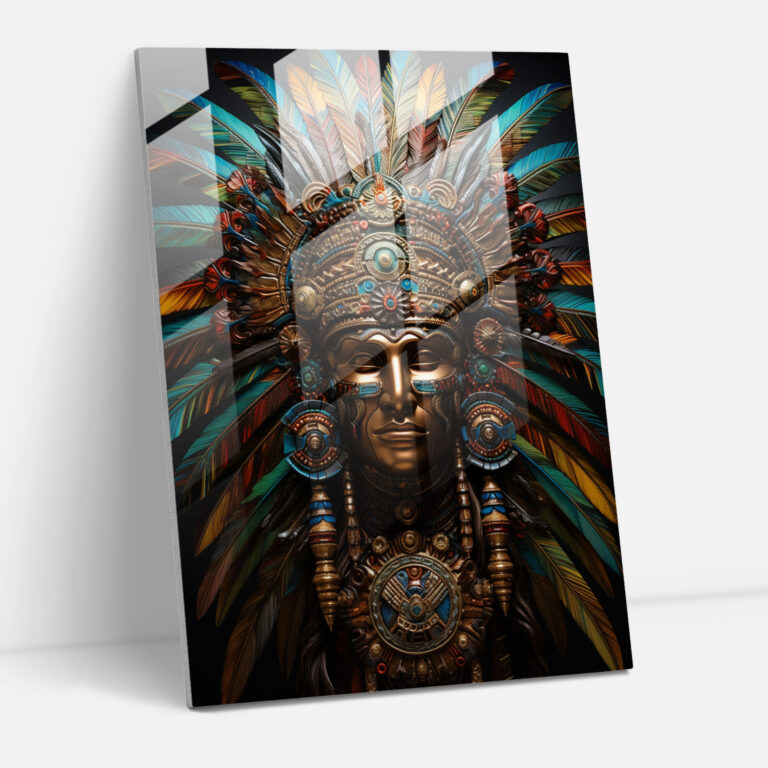 Inca Civilization Glass Wall Art - Majestic Inca Warrior Home Decoration - Mayan, Home Decoration, Glass Wall Art, Wall Decoration
