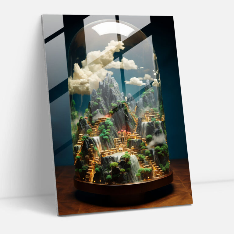 Floating Inca City Glass Print - Mayan, Inca Civilization, Home Decoration, Wall Decoration