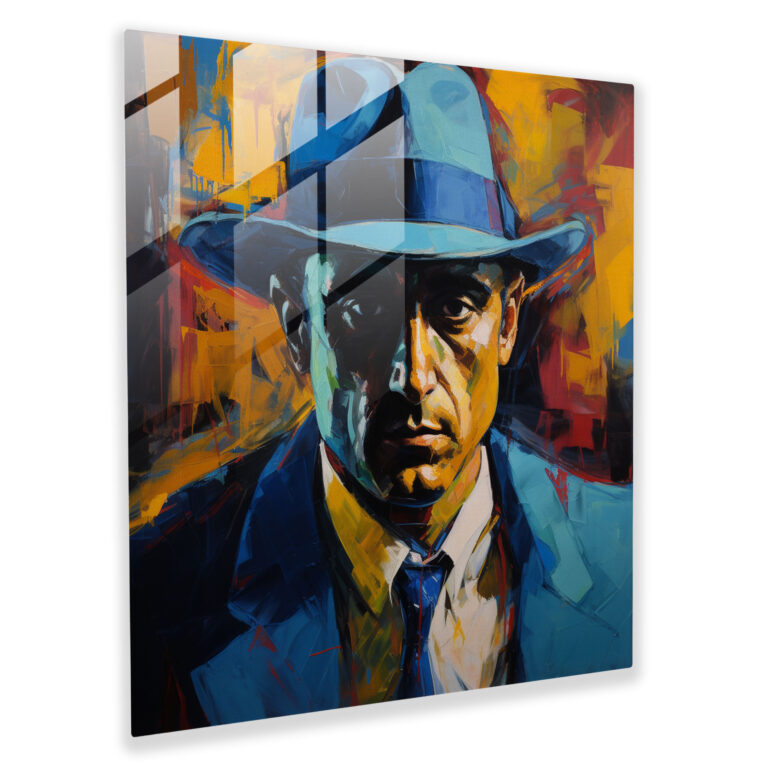 Dynamic Emotions Glass Print - Intense Mobster Portrait - Modern Wall Decoration with Glass Art