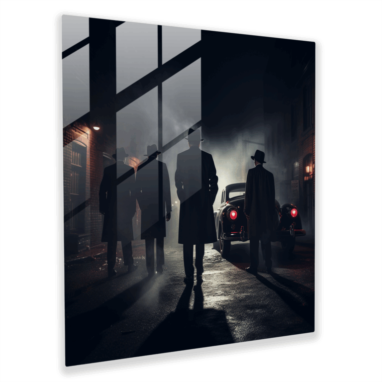 Noir Glass Print of Iconic Mafia Movie Scene