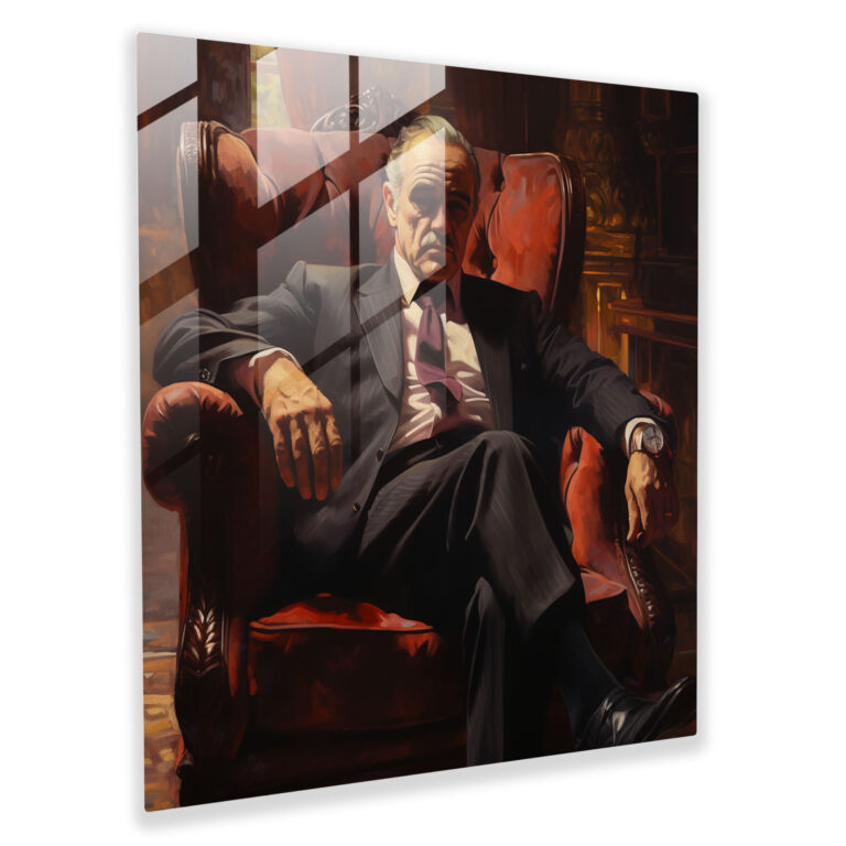 Captivating Glass Print of a Powerful Mafia Boss
