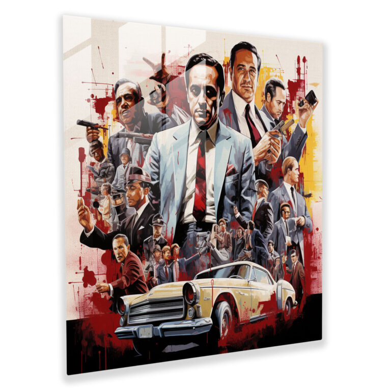 Cinematic Legends - Glass Print Montage of Iconic Mafia Movie Scenes - Contemporary Pop Art - Wall Decoration, Glass Prints, Modern Artwork