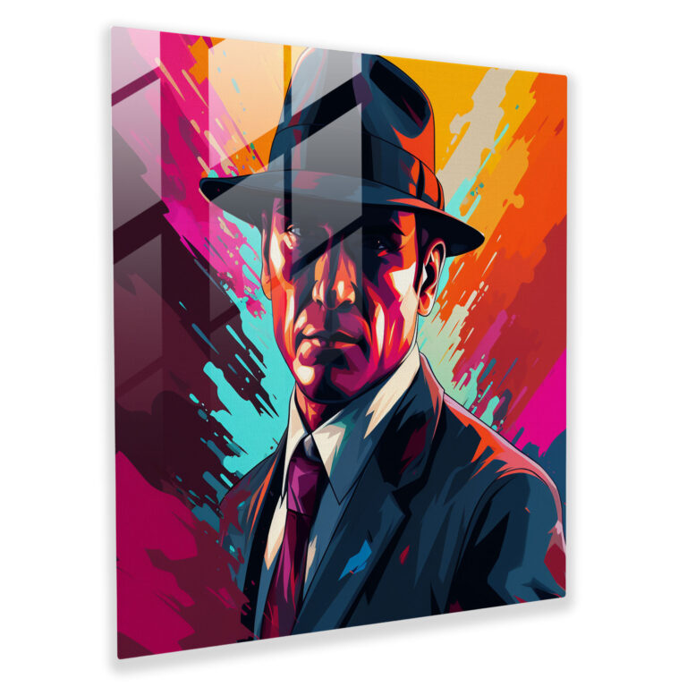 Captivating Pop Art Glass Print Wall Art - Vibrant Depiction of a Famous Mobster in Dynamic Comic Book Style - High Quality Glass Printing - Home Decoration, Wall Decor, Glass Art, Modern Art Work