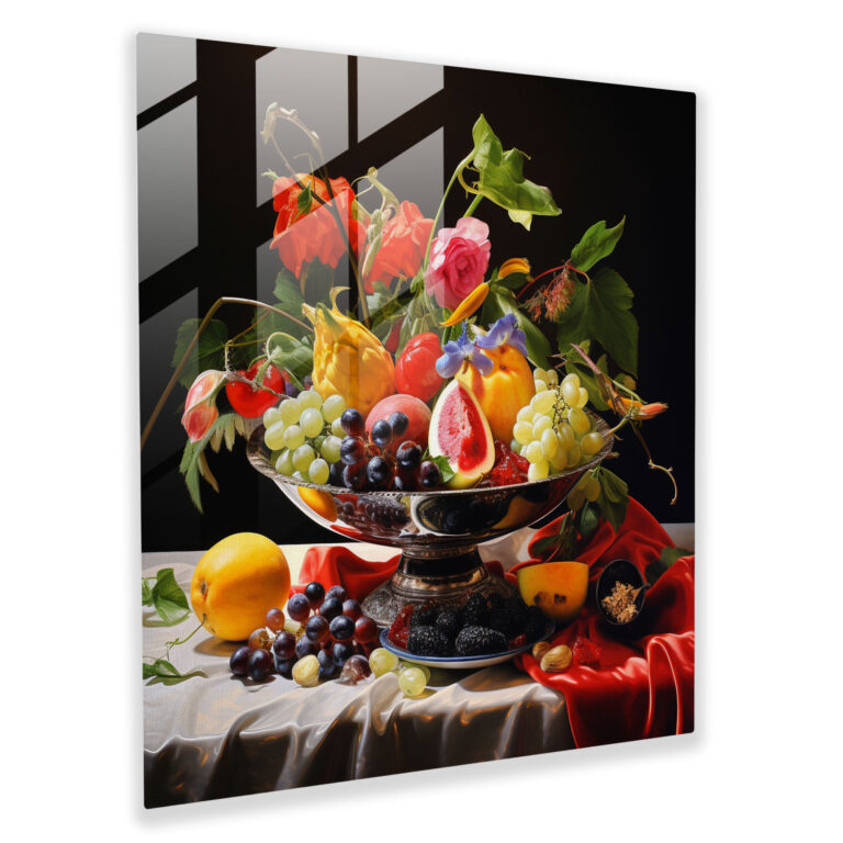 Exquisite Glass Print of Still Life: Fruits