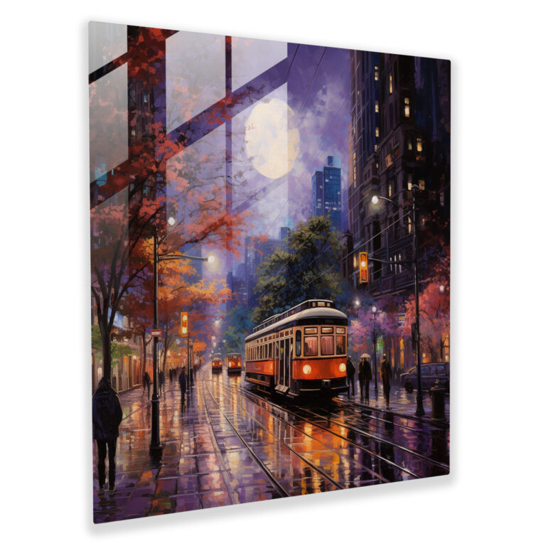 Illuminated Glass Wall Art: Nocturnal Cityscape