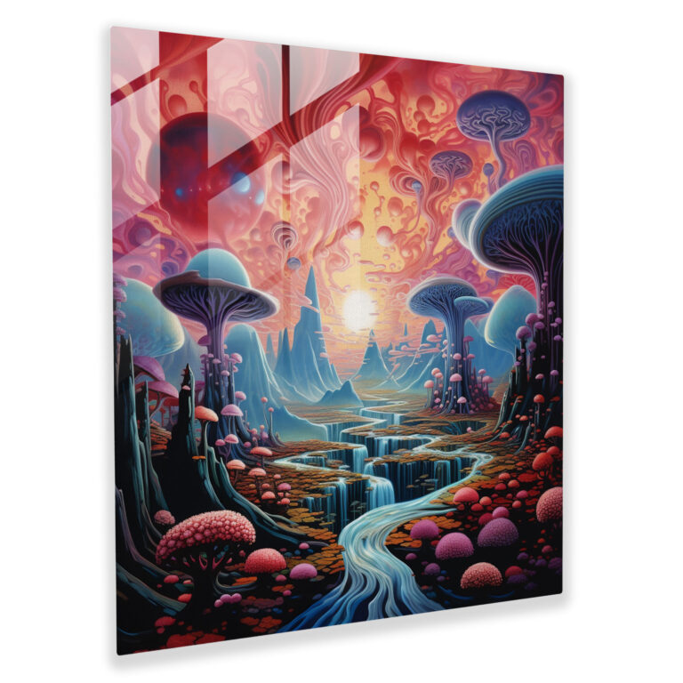 Whimsical Glass Print: Surreal Dreamscape
