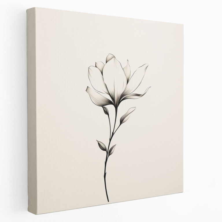 Magnolia Wall Art - Magnolia, Minimalist Line Drawing, Canvas, Magnolia
