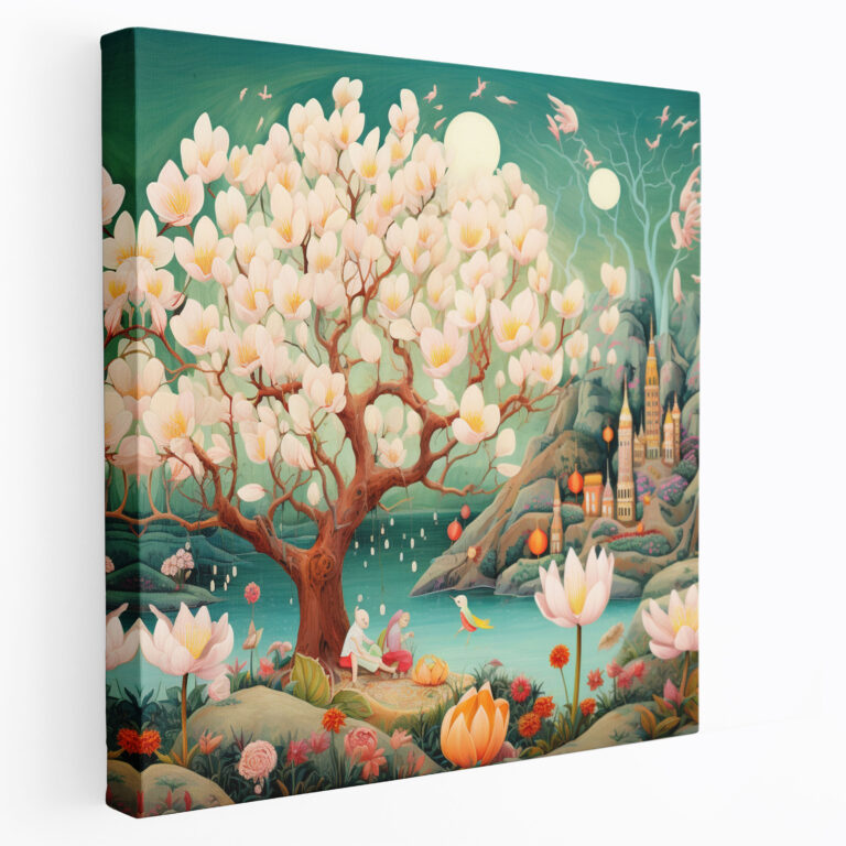 Magnolia Wall Decoration: Whimsical Illustration - Magnolia, Wall Decoration, Canvas, Canvas Wall Art