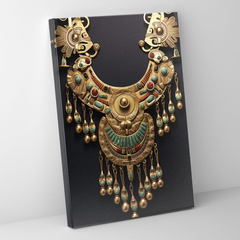 Inca Civilization Canvas Print - Golden Inca Jewelry Wall Art - Mayan, Inca Civilization Art, Inca Motifs, Home Decoration