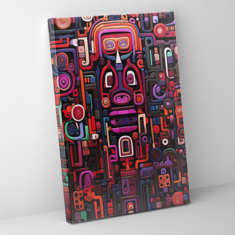 Inca Civilization Abstract Canvas Print - Mayan, Inca Symbols, Contemporary Artwork, Canvas