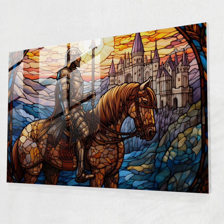 Medieval Knight Glass Print - Medieval, Shining Armor, Knight, Wall Decoration