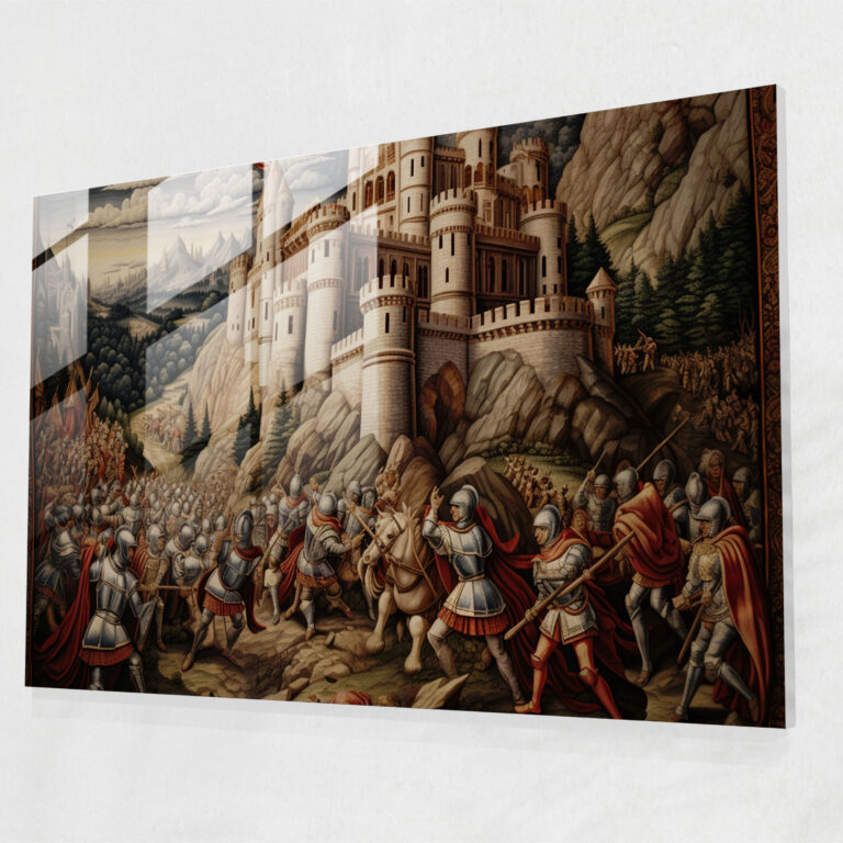 Medieval Glass Print - Battle Of Knights - Medieval, Home Decoration, Medieval, Glass Wall Art