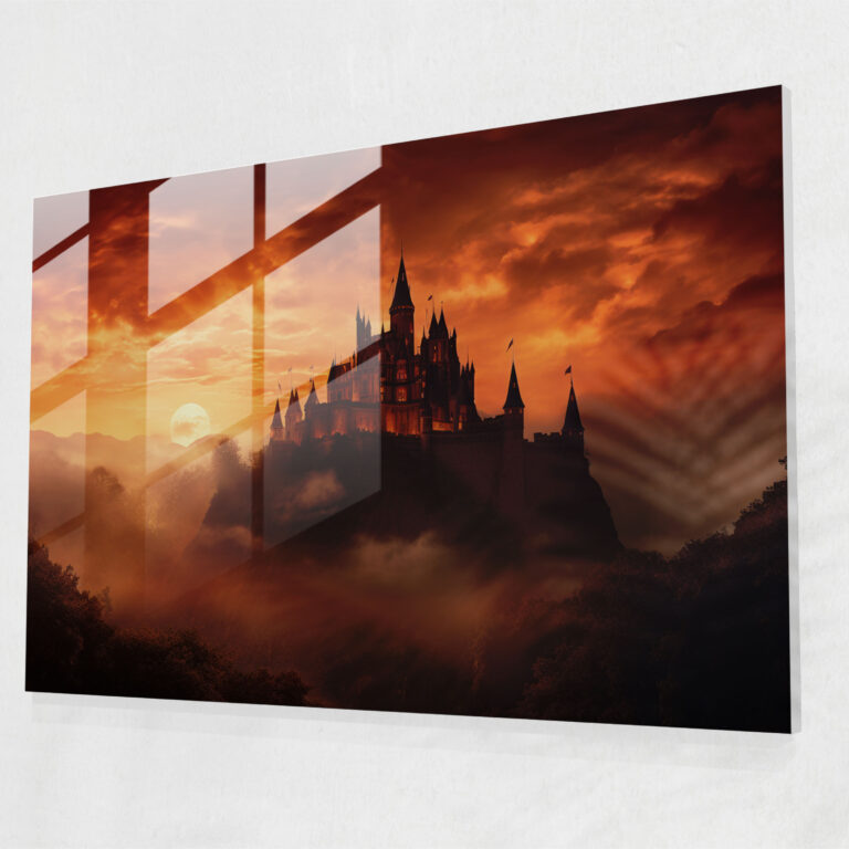 Medieval Glass Print - Castle Silhouette - Medieval, Wall Decoration, Glass Print, Medieval