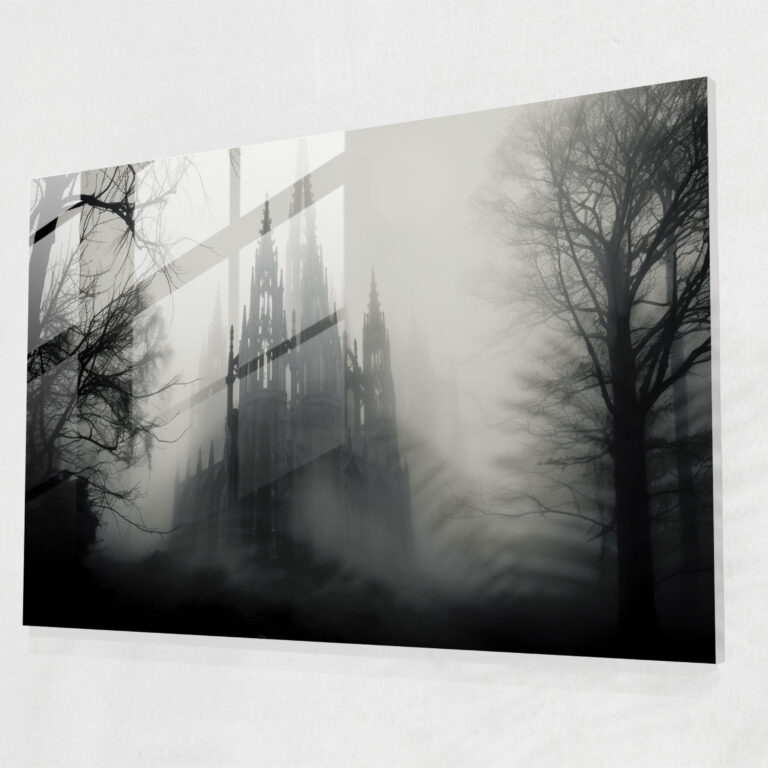 Gothic Glass Print - Medieval, Glass Print, Mist, Mysterious