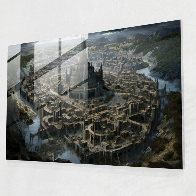 Medieval City Map Glass Print - Medieval, Symbols, Glass Print, Medieval City