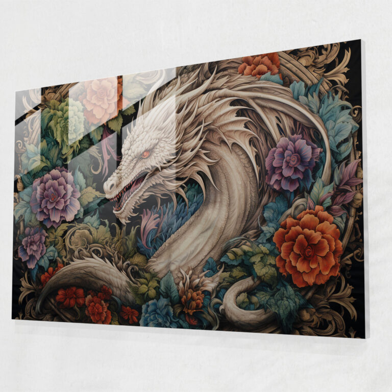 Mythical Dragon Glass Print - Medieval, Glass Print, Mythical Dragon, Enchanting Tapestry
