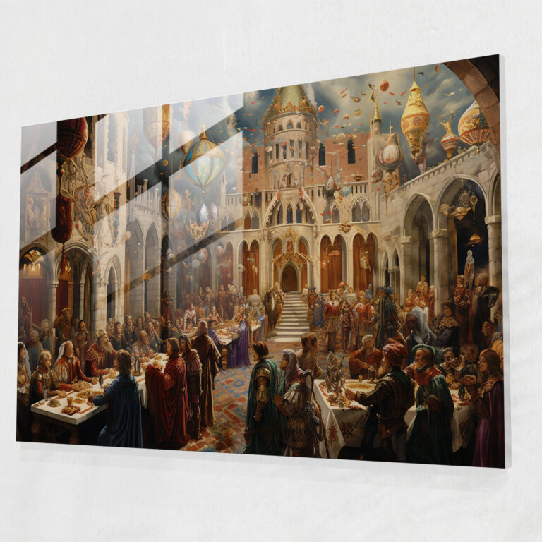 Medieval Banquet Glass Print - Medieval, Medieval Celebration, Glass Wall Art, Modern Art