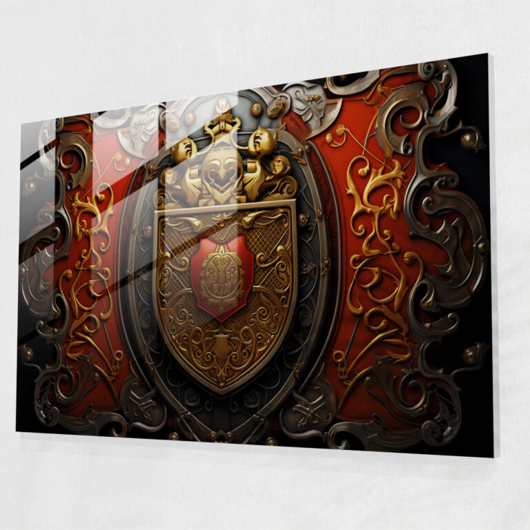 Medieval Heraldry Glass Print - Medieval, Modern Art, Wall Decoration, Regal