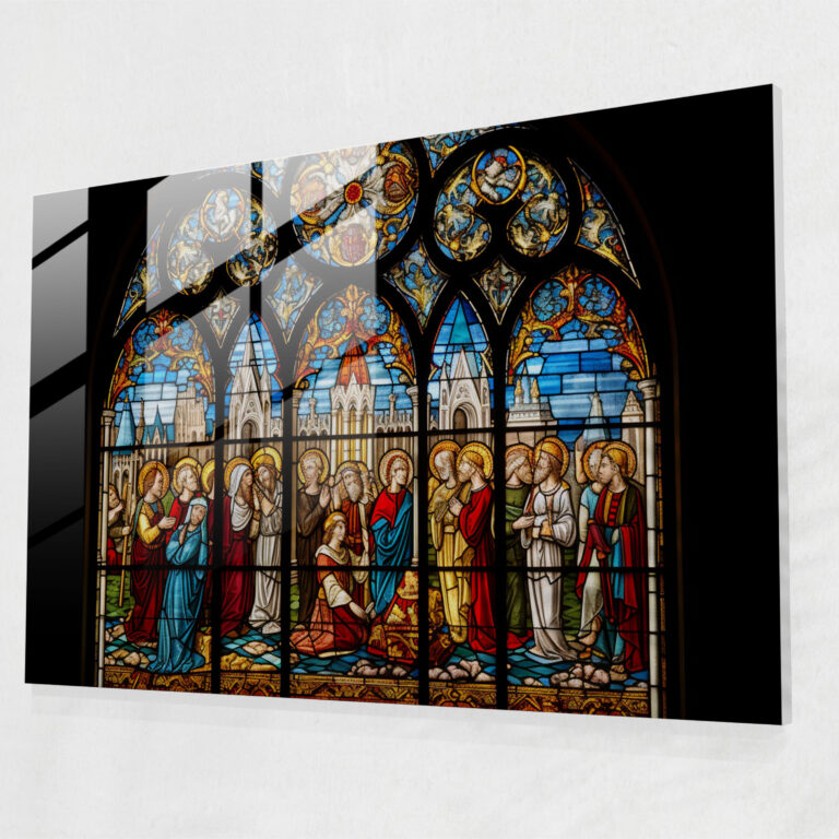 Medieval Stained Glass Print - Medieval, Spiritual Elegance, Modern Art, Biblical Scene