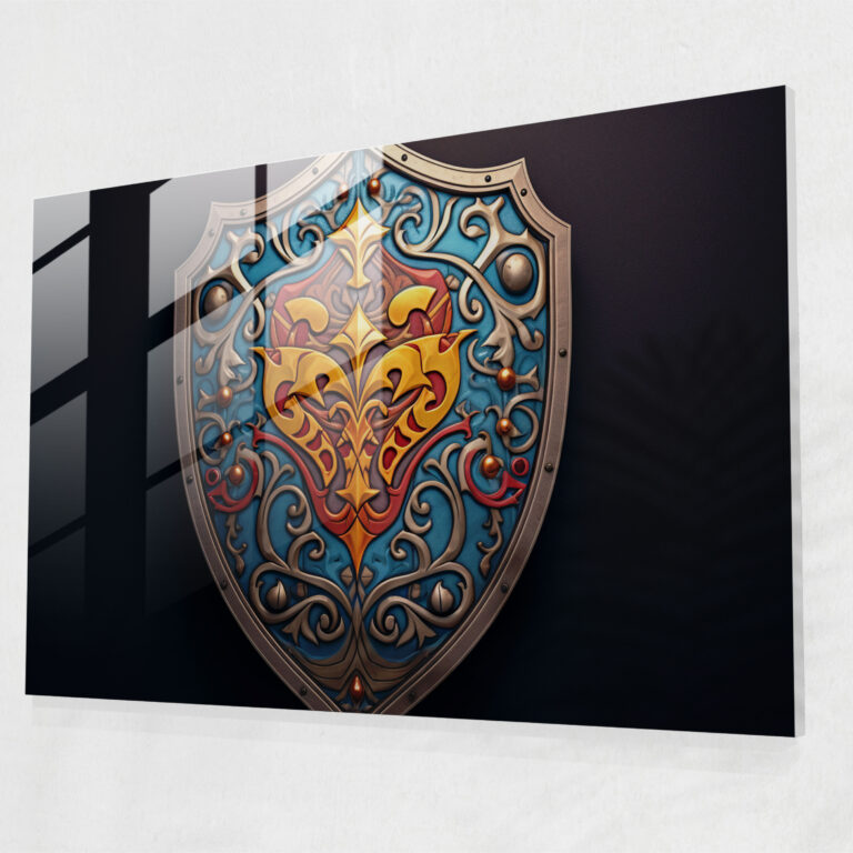 Medieval Knight's Shield Glass Print - Medieval, Glass Wall Art, Glass Art, Vibrant Colors