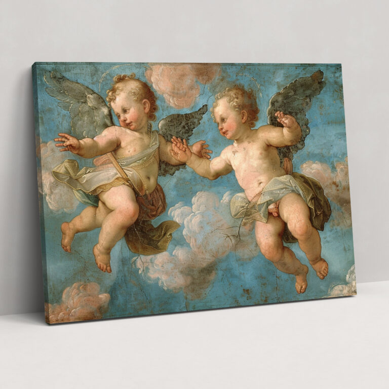 Michelangelo Wall Decoration - Cherubs In A Celestial Scene - Michelangelo, Canvas Print, Canvas Wall Art, Wall Decoration