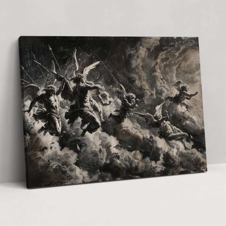 Michelangelo Wall Decoration - Angels In A Celestial Battle - Michelangelo, Wall Art, Canvas, Home Decoration