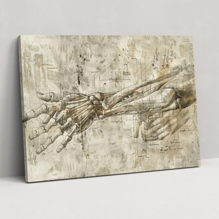 Michelangelo Detailed Anatomical Sketch Canvas Print - Michelangelo, Canvas, Canvas Print, Wall Decoration