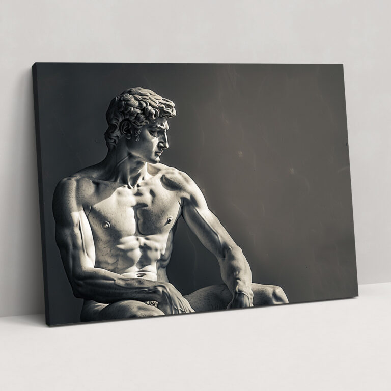 Michelangelo Powerful Sculpture Canvas Print - Michelangelo, Wall Art, Canvas Wall Art, Michelangelo