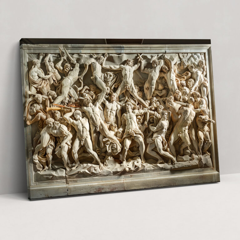 Michelangelo Wall Decoration - Epic Battle Scene Heroic Figures Canvas Print - Michelangelo, Wall Decoration, Canvas, Home Decoration