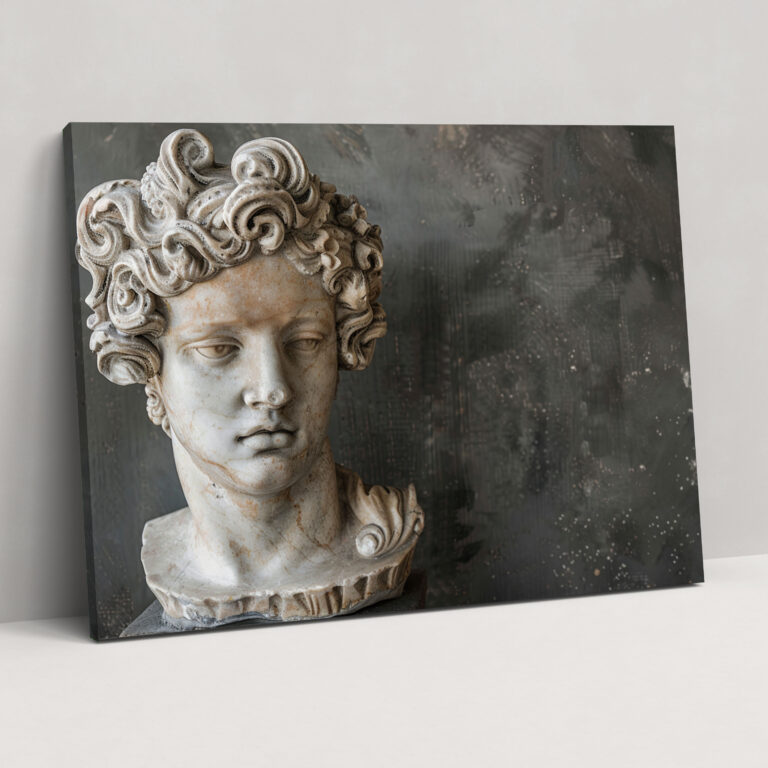 Michelangelo Wall Art - Intricate Marble Statue On Pedestal Canvas Print - Michelangelo, Canvas Print, Wall Decoration, Home Decoration