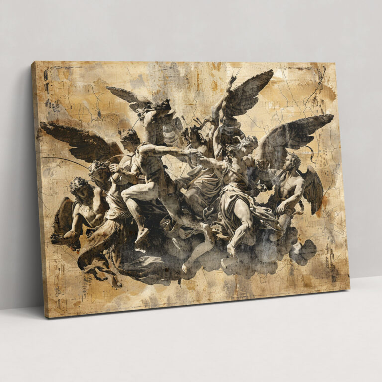 Michelangelo Angels Vs Demons Canvas Print - Michelangelo, Michelangelo, Canvas Print, Wall Decoration