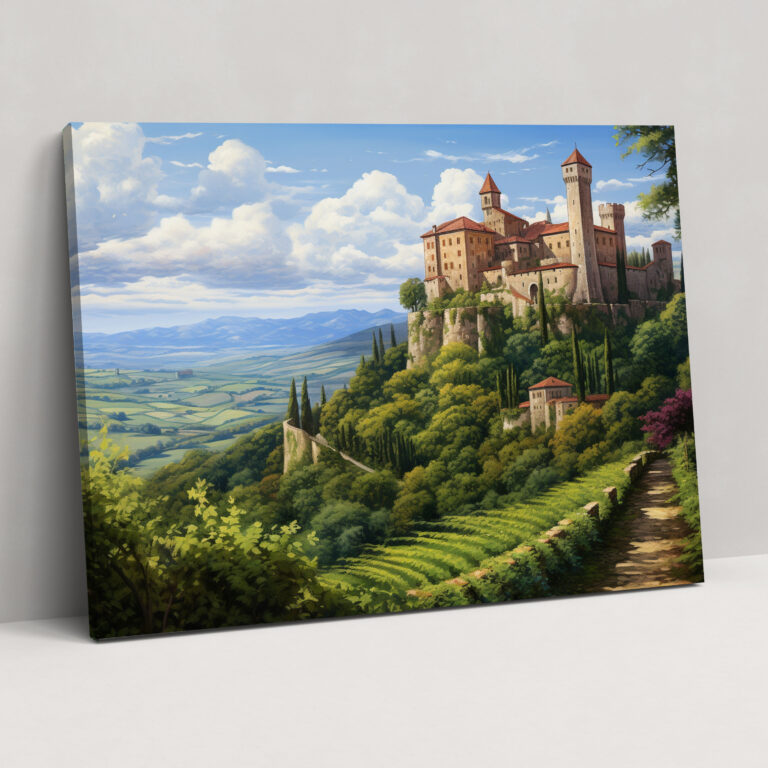 Medieval Canvas Print - Majestic Castle - Medieval, Wall Art, Lush Medieval Landscape, Canvas Wall Art