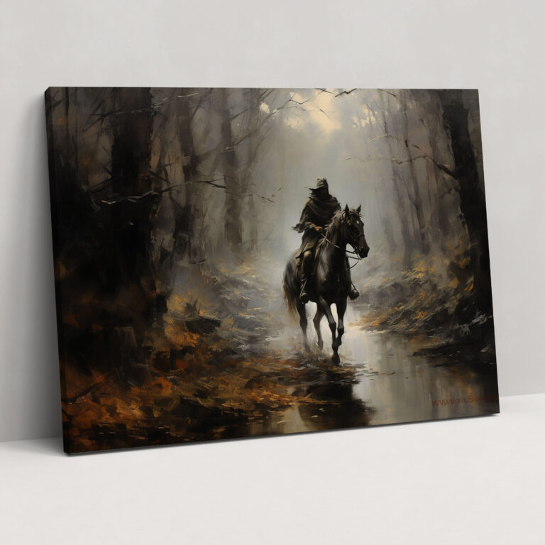 Medieval Knight Riding Canvas Print - Medieval, Forest, Horseback, Canvas Print