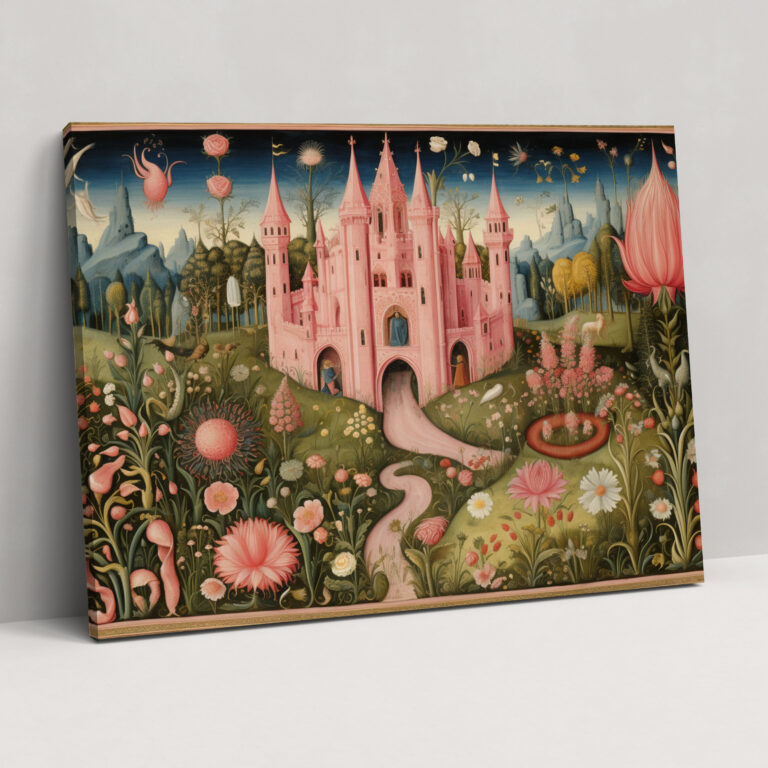 Medieval Garden Wall Decoration - Medieval, Manuscript Illumination, Rich Colors, Canvas