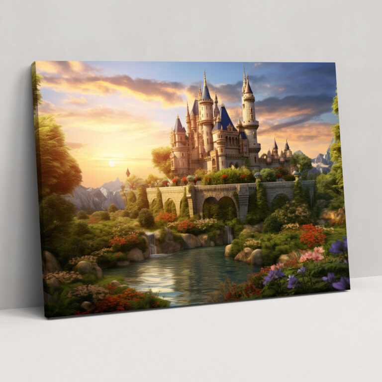 Medieval Castle At Sunset Canvas Print - Medieval, Canvas Wall Art, Wall Decoration, Wall Art