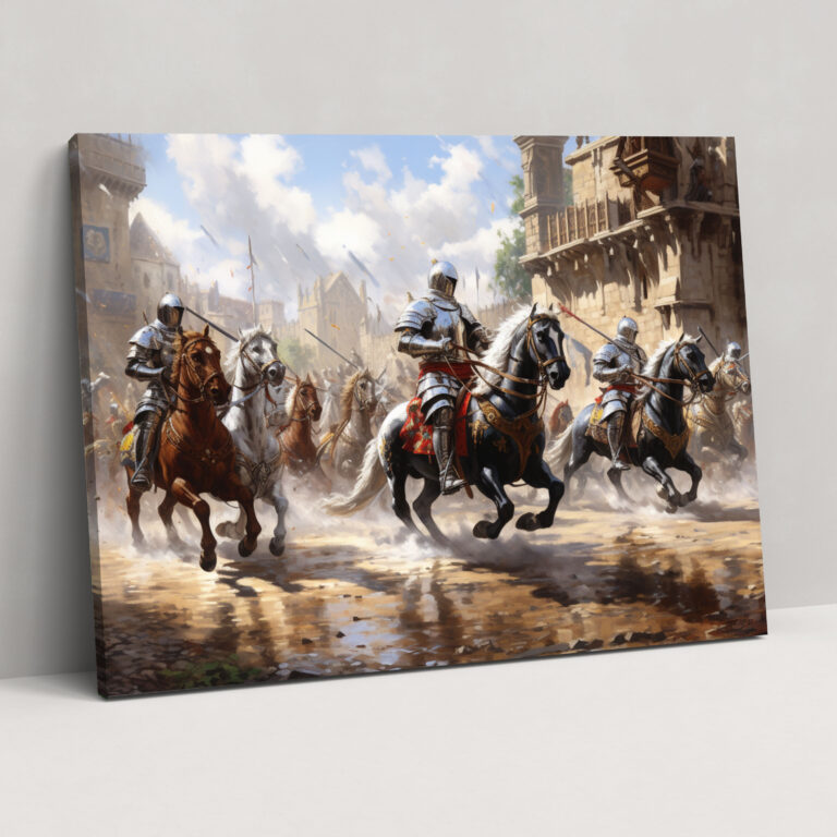 Medieval Jousting Knights Canvas Print - Medieval, Canvas, Canvas Wall Art, Wall Decoration