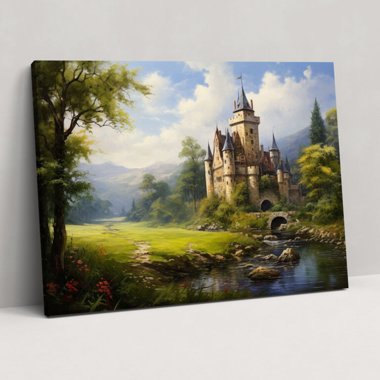 Medieval Canvas Print: Classic Oil Painting Wall Art - Medieval, Lush Green Meadows, Exquisite Details, Historical Charm