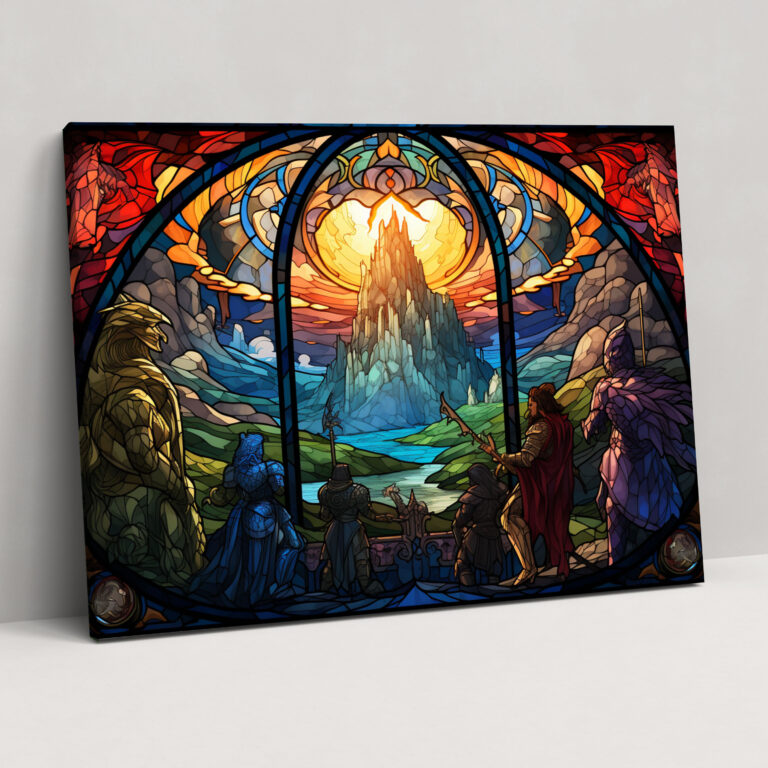 Medieval Canvas Print: Stained Glass Window Style Wall Art - Medieval, Canvas Wall Art, Medieval, Medieval Castles