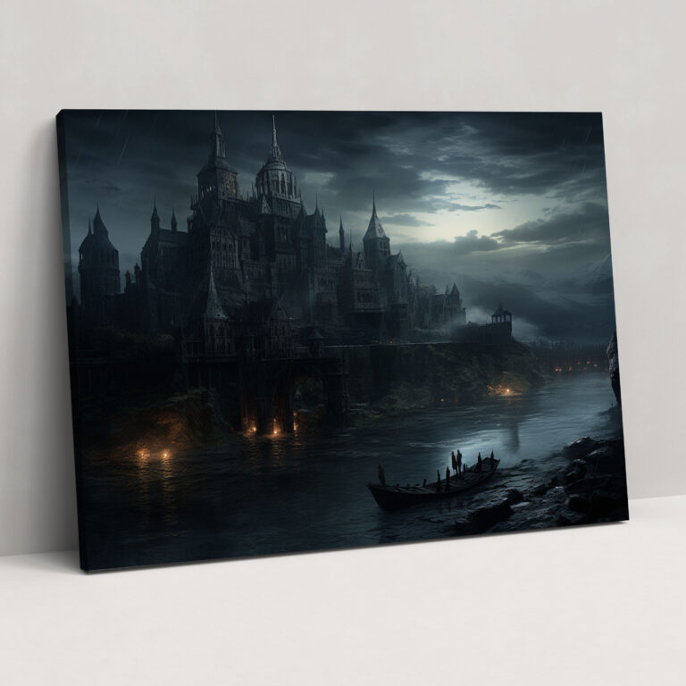Medieval Canvas Print: Dystopian Medieval Cityscape Wall Art - Medieval, Drama, Dystopian Digital Painting, Canvas Wall Art