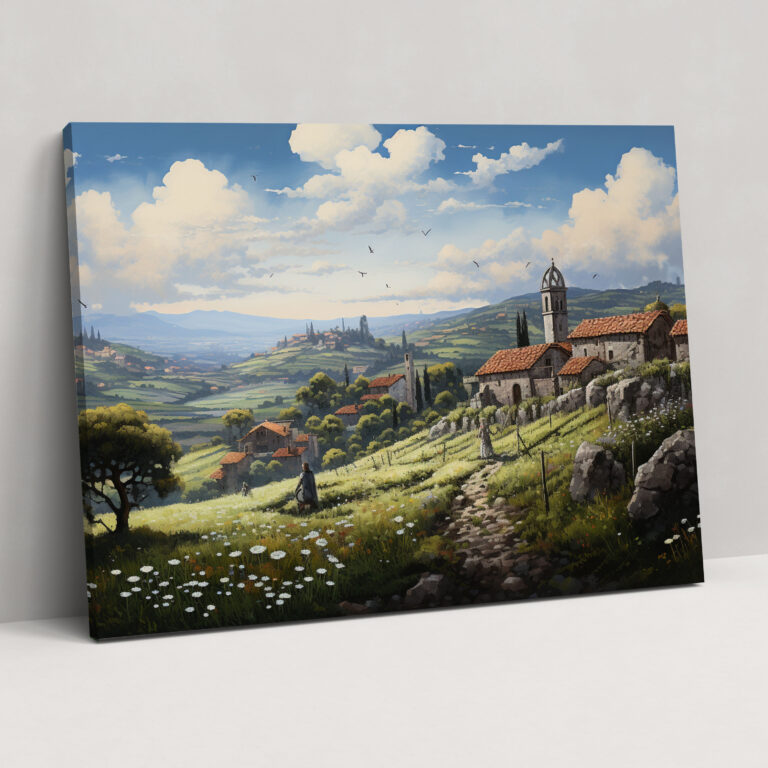Medieval Canvas Print: Acrylic Painting Wall Art - Medieval, Medieval Landscapes, Warm Colors, Wall Decoration